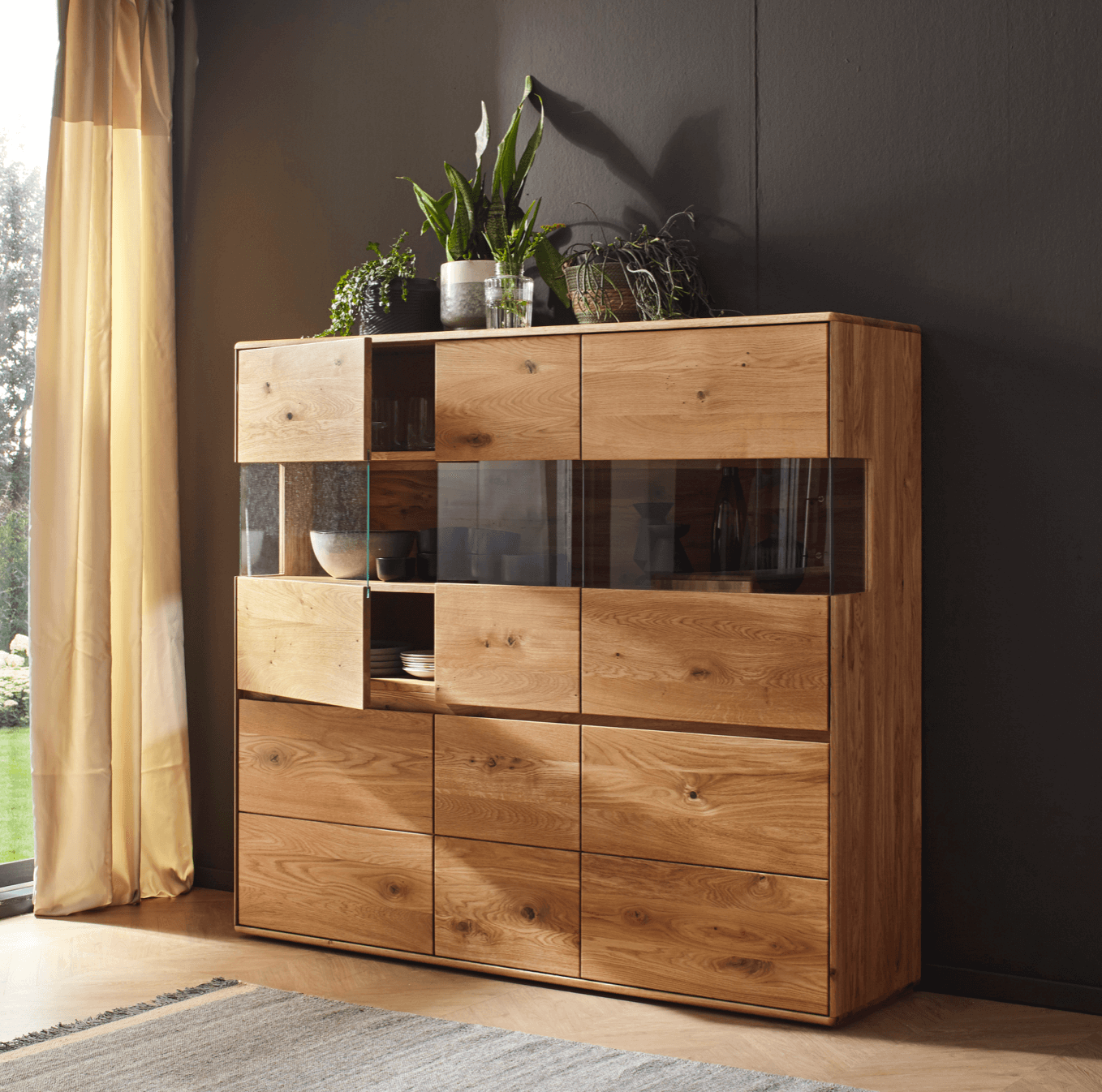 Highboard Hillsboro - Wildeiche natur, ge&ouml;lt von Natura Home