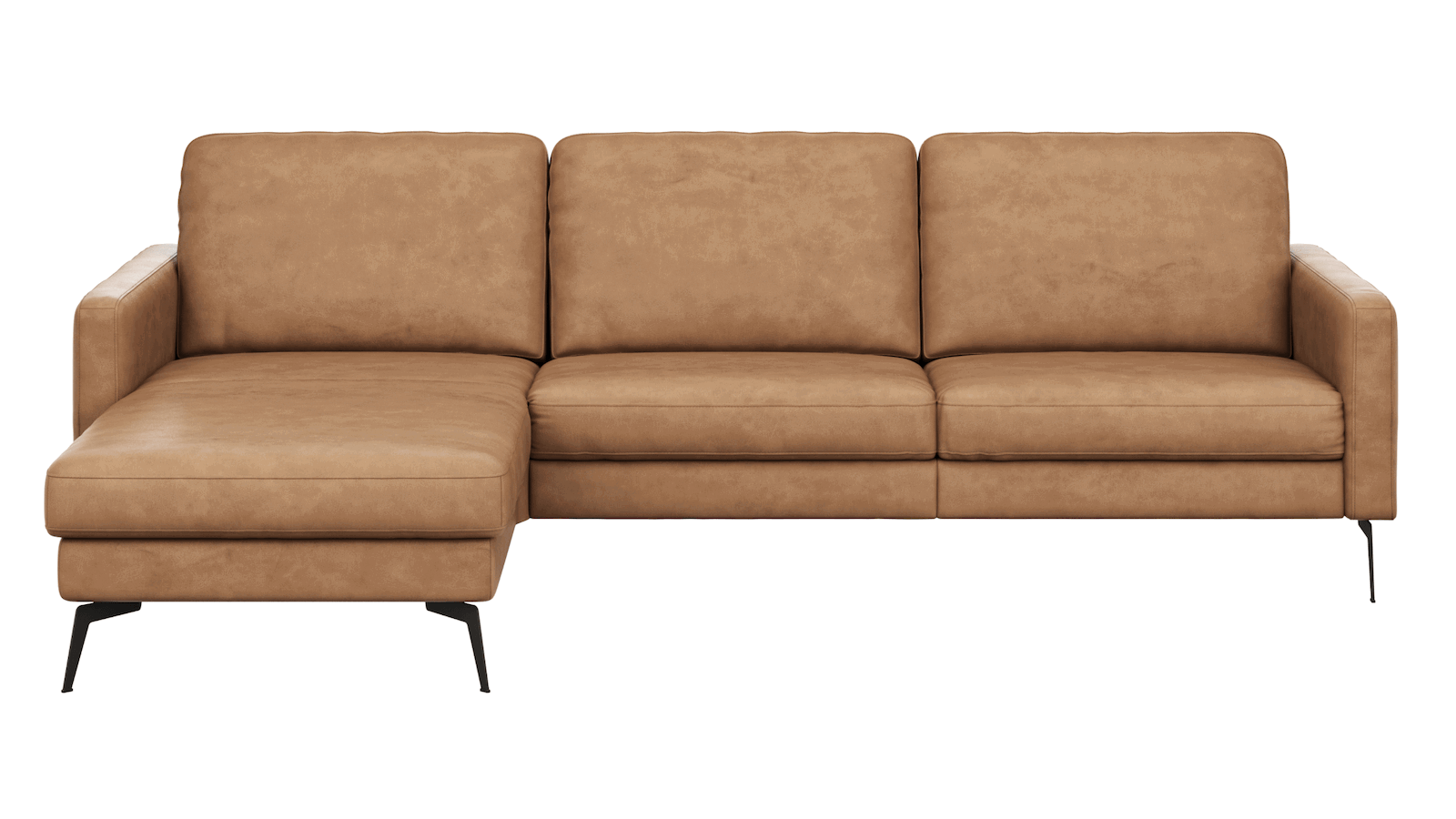Ecksofa Enna - Longchair Links mit 3-Sitzer, Armlehne A, Leder, in verschiedenen Farben, von Contur Einrichten