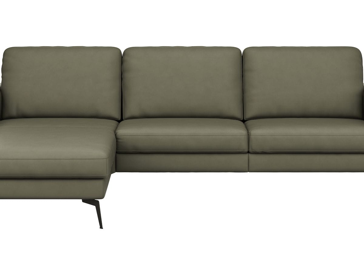 Ecksofa Enna - Longchair Links mit 3-Sitzer, Armlehne A, Leder, in verschiedenen Farben, von Contur Einrichten