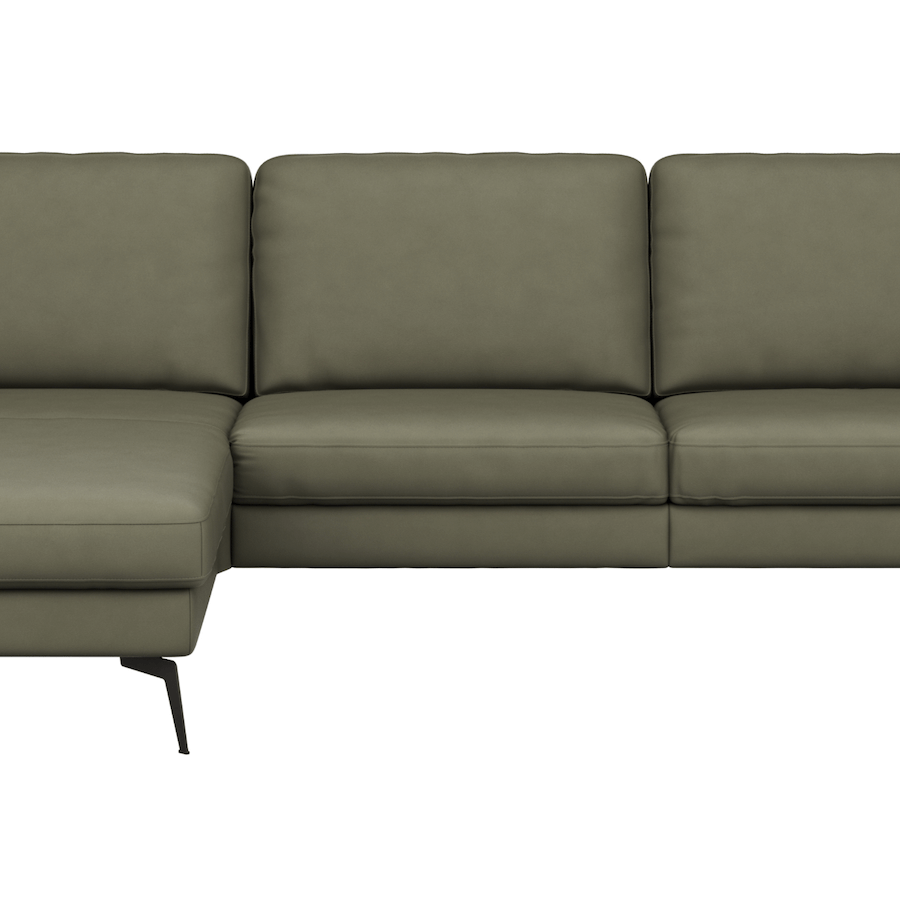 Ecksofa Enna - Longchair Links mit 3-Sitzer, Armlehne A, Leder, in verschiedenen Farben, von Contur Einrichten