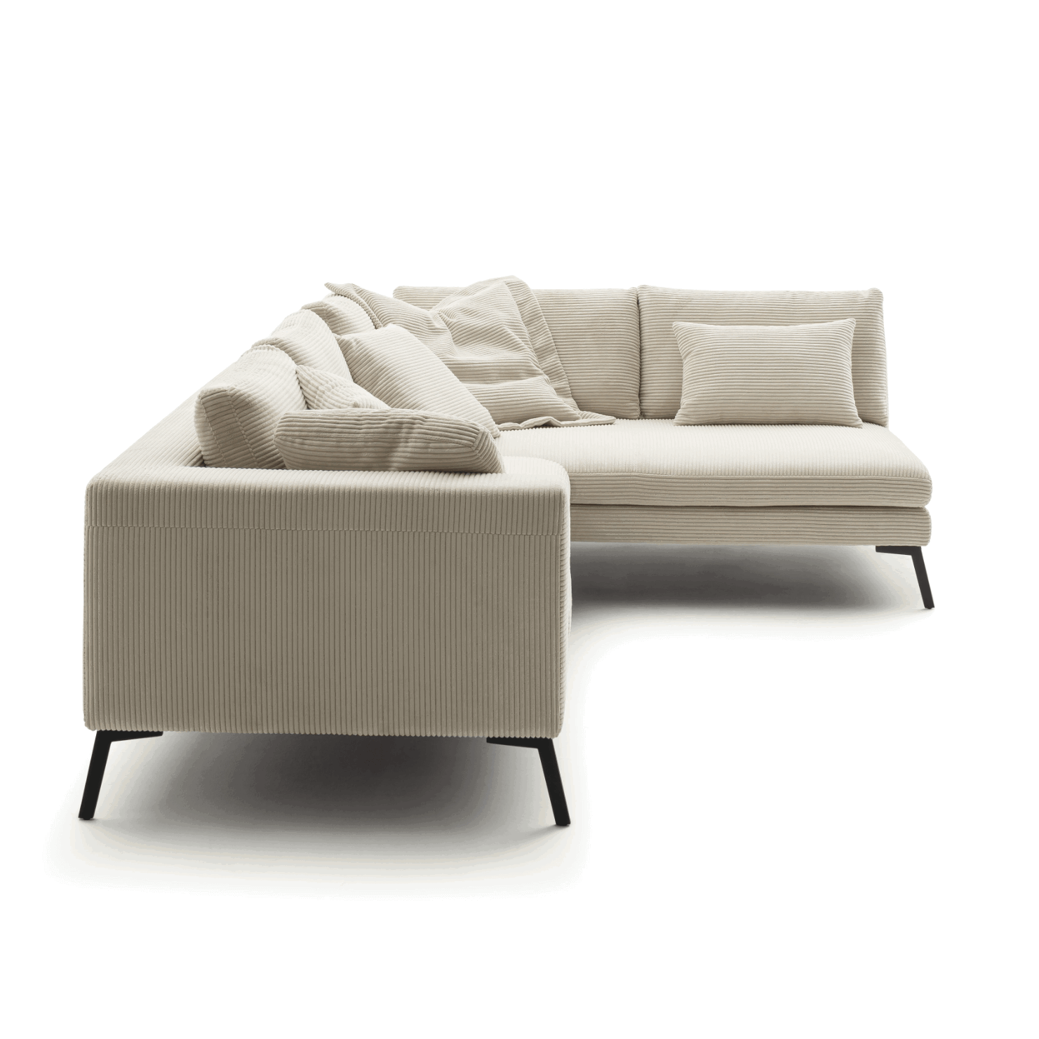 Ecksofa Helmi - 2,5-Sitzer, Ecke rechts, Cord, Creme von Raum.Freunde