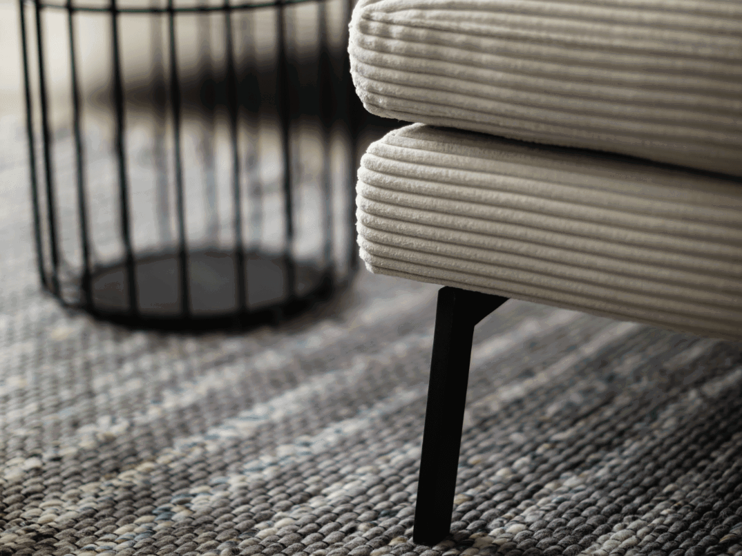 Ecksofa Helmi - 2,5-Sitzer, Ecke rechts, Cord, Creme von Raum.Freunde