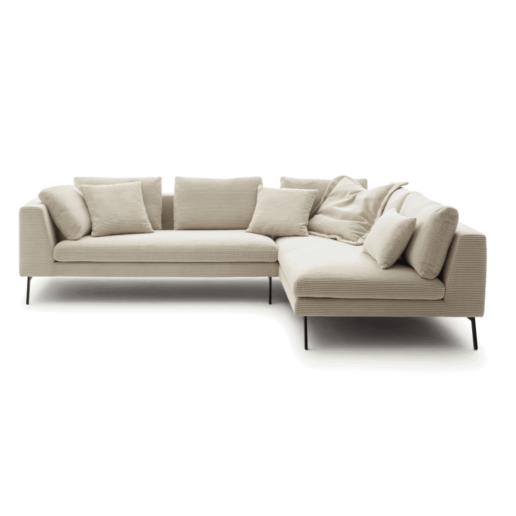 Ecksofa Helmi - 2,5-Sitzer, Ecke rechts, Cord, Creme von Raum.Freunde