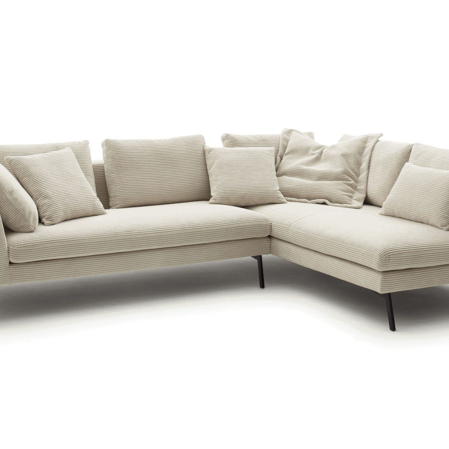 Ecksofa Helmi - 2,5-Sitzer, Ecke rechts, Cord, Creme von Raum.Freunde