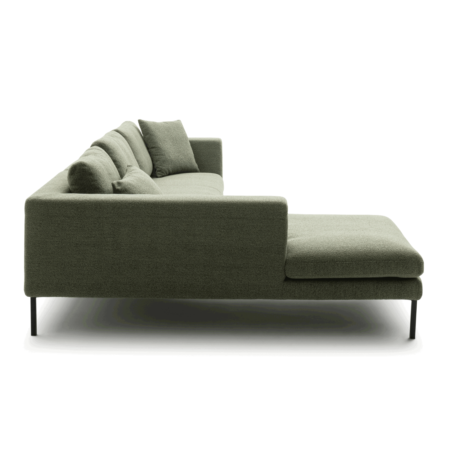 Ecksofa Helmi - Longchair links, 2,5-Sitzer, Stoff, Eukalyptus von Raum.Freunde