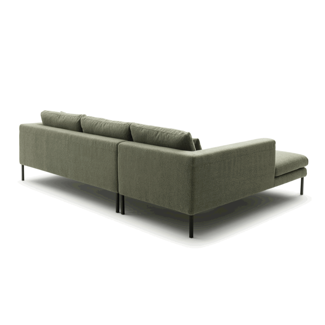 Ecksofa Helmi - Longchair links, 2,5-Sitzer, Stoff, Eukalyptus von Raum.Freunde