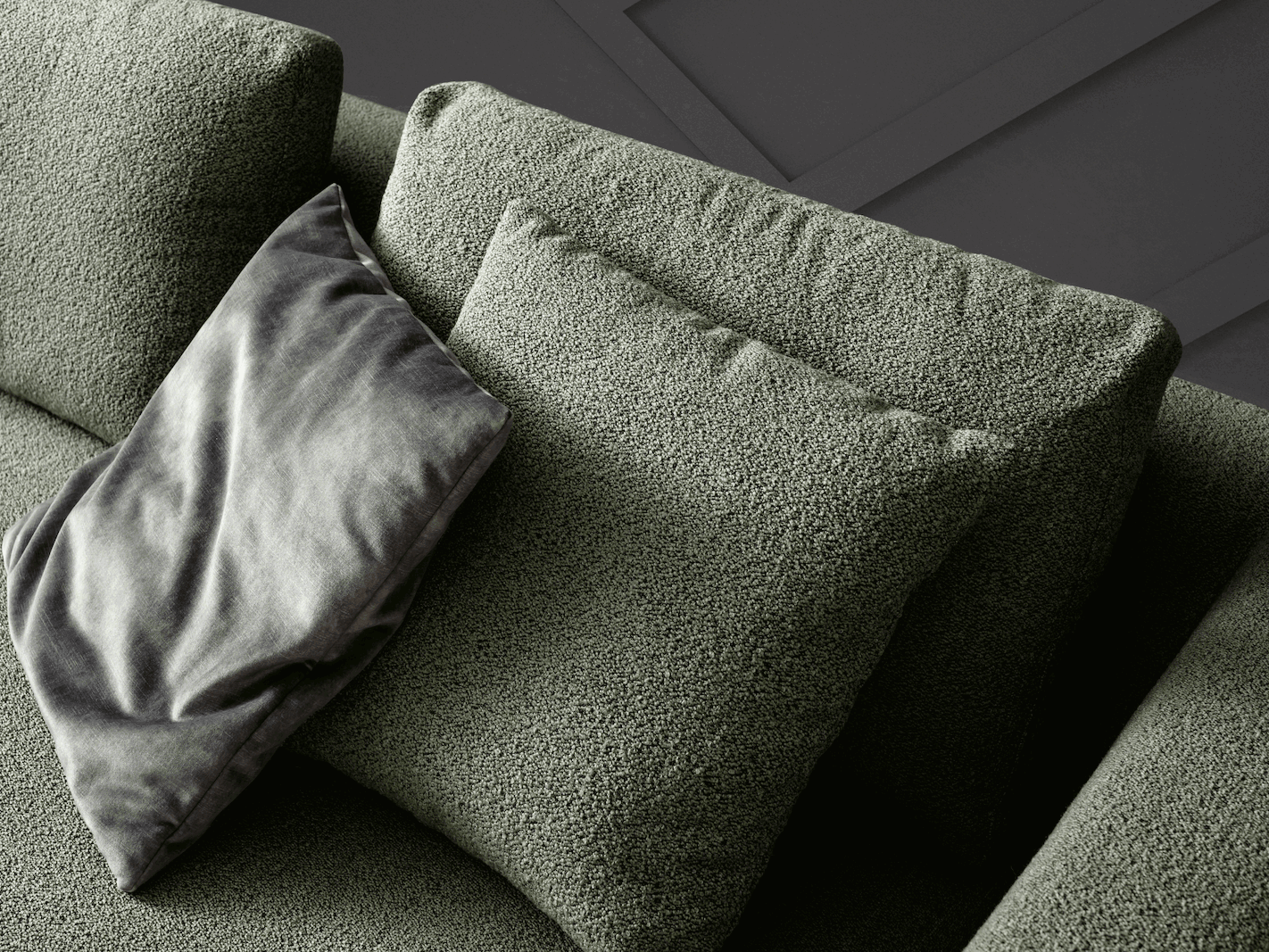 Ecksofa Helmi - Longchair links, 2,5-Sitzer, Stoff, Eukalyptus von Raum.Freunde