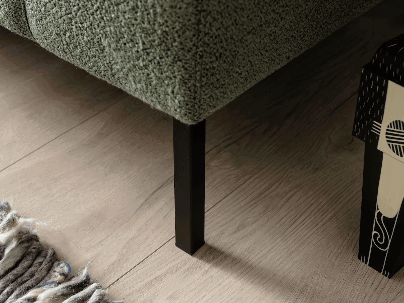 Ecksofa Helmi - Longchair links, 2,5-Sitzer, Stoff, Eukalyptus von Raum.Freunde