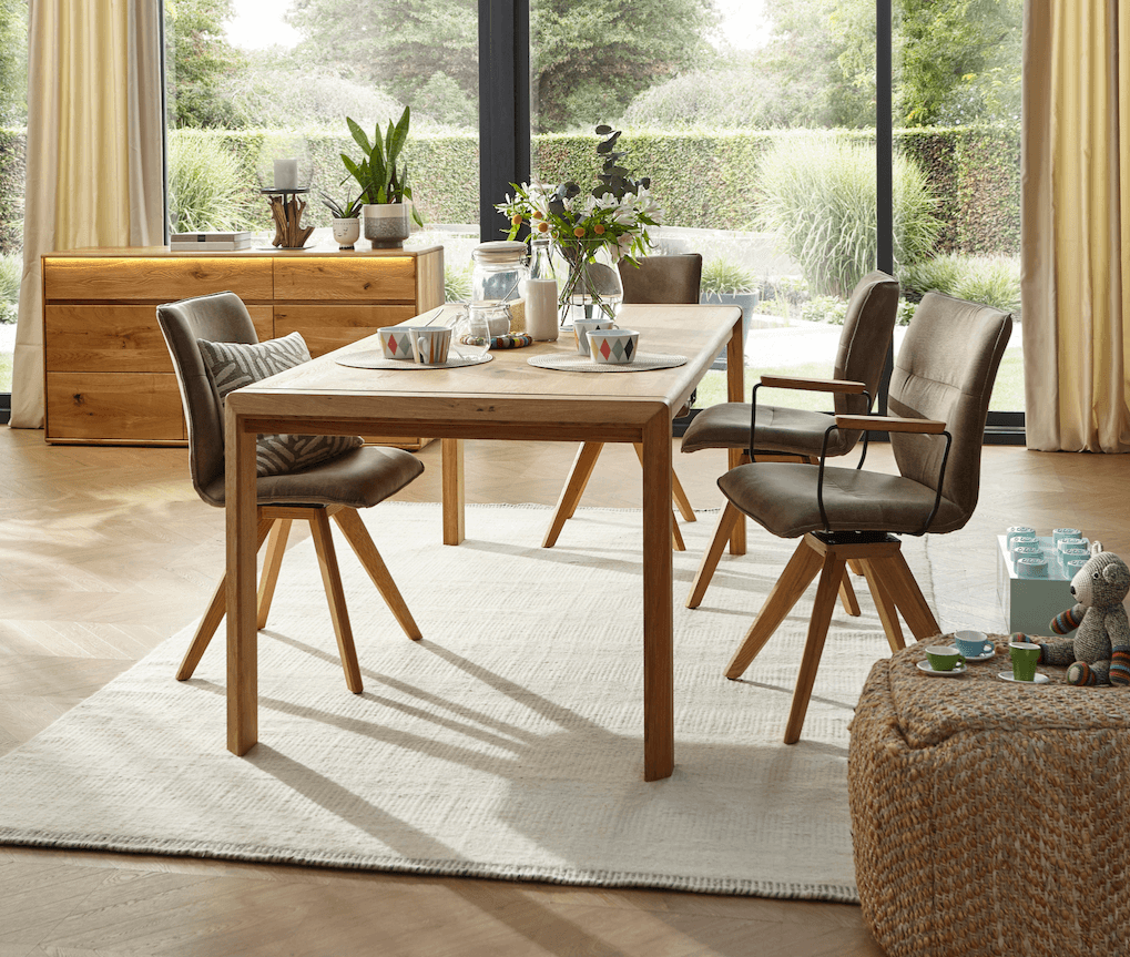 Sideboard Hillsboro - inkl. Beleuchtung, Wildeiche natur, geölt von Natura Home