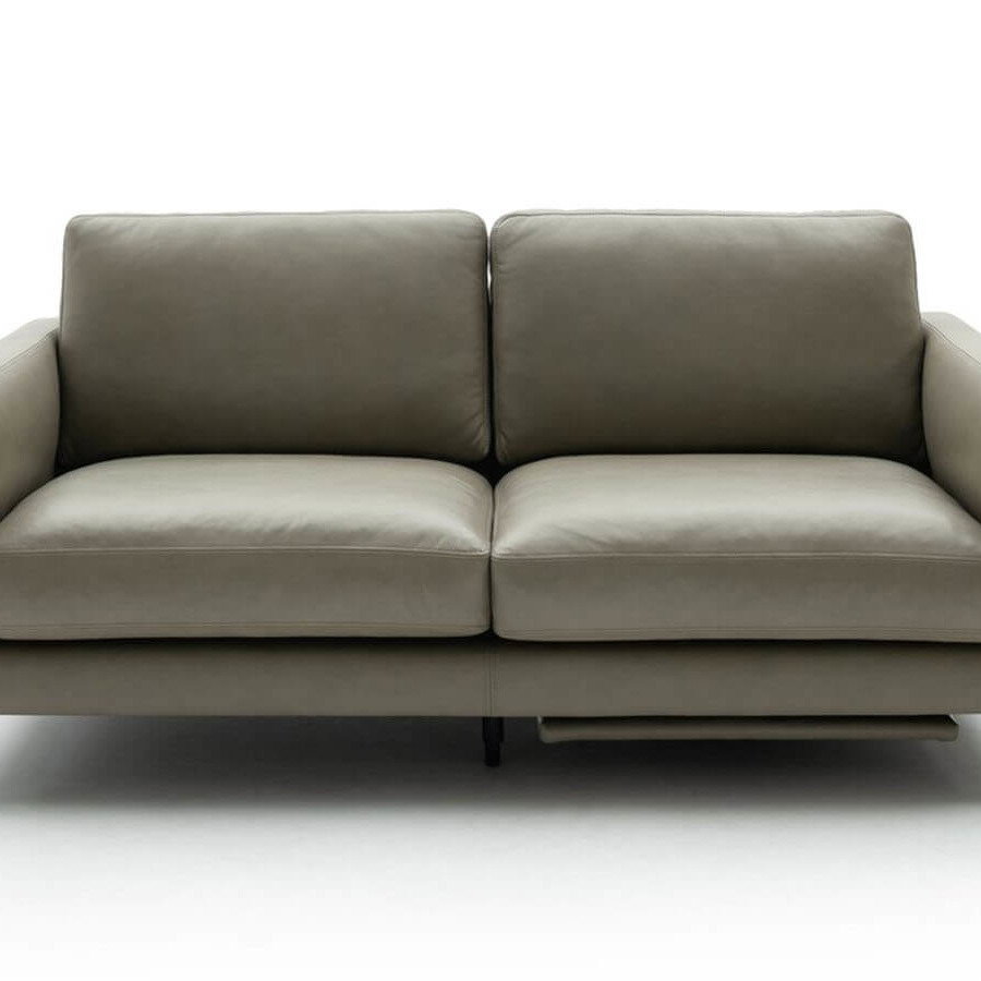 Sofa Cuneo - 2-Sitzer, Leder, Graubraun, Relaxfuntkion, motorisch