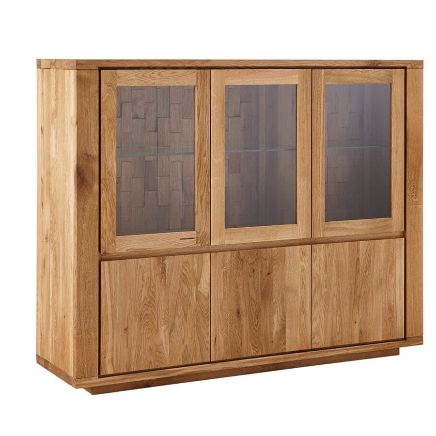 Highboard Bakersfield - Rückwand mit Holzschindeln, Asteiche massiv, geölt von Natura Home