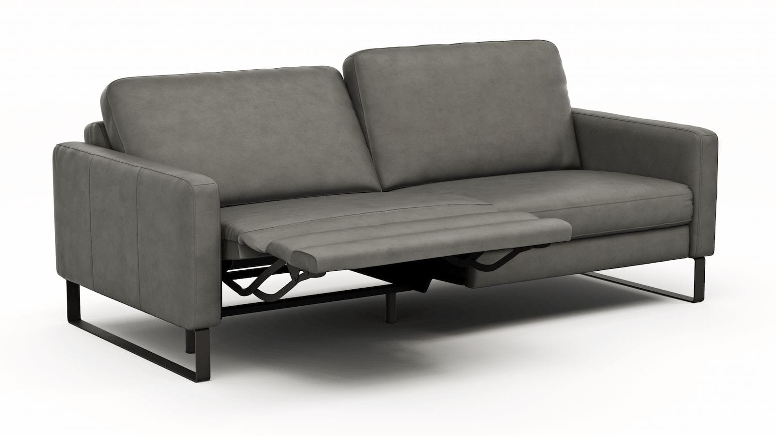 Sofa Enna - 3,5-Sitzer inklusive Relaxfunktion (motorisch) links, Leder, Grau von Conturv