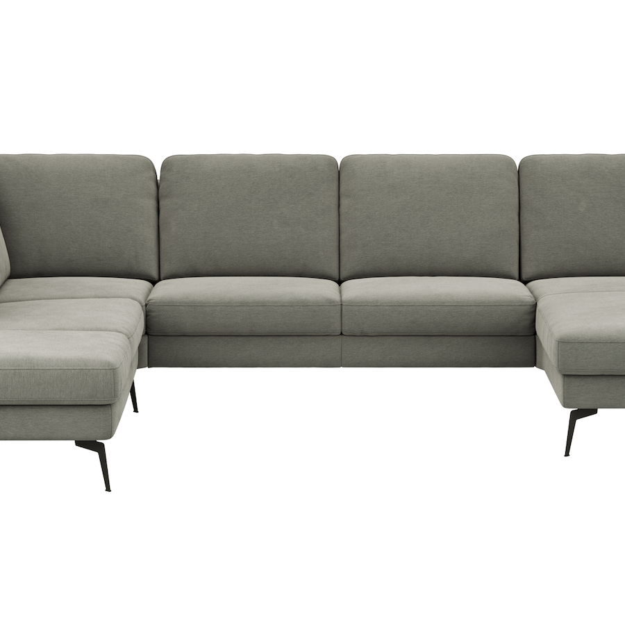 Wohnlandschaft Enna - Ecke links, 2,5-Sitzer, Longchair rechts, Stoff, Grau von Contur