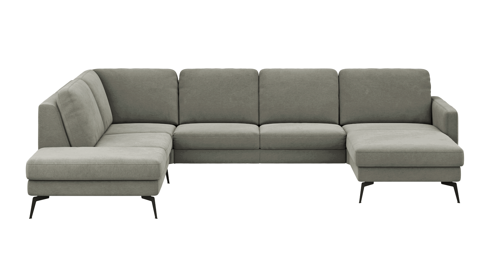 Wohnlandschaft Enna - Ecke links, 2,5-Sitzer, Longchair rechts, Stoff, Grau von Contur