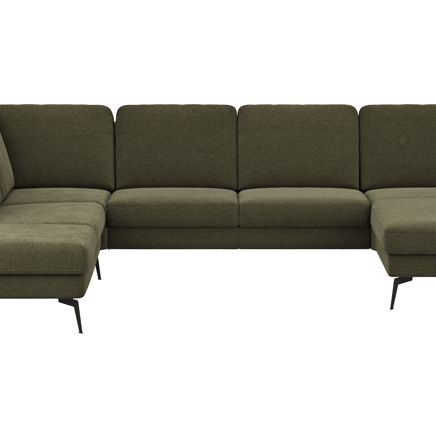 Wohnlandschaft Enna - Ecke links, 2,5-Sitzer, Longchair rechts, Stoff, Olive von Contur Einrichten