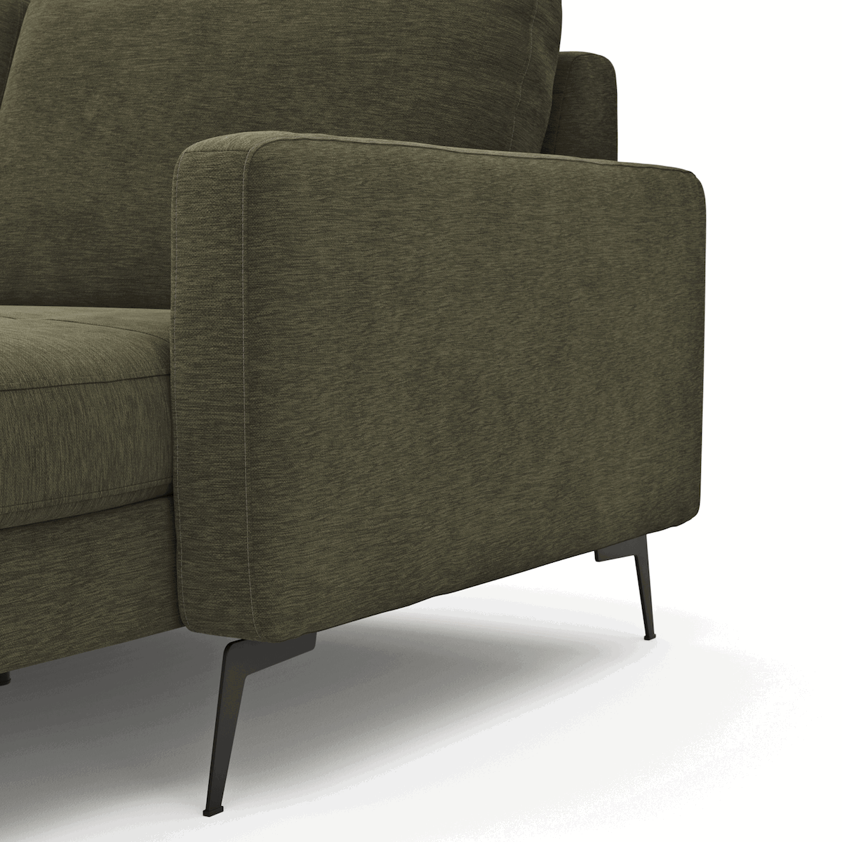 Wohnlandschaft Enna - Ecke links, 2,5-Sitzer, Longchair rechts, Stoff, Olive von Contur Einrichten