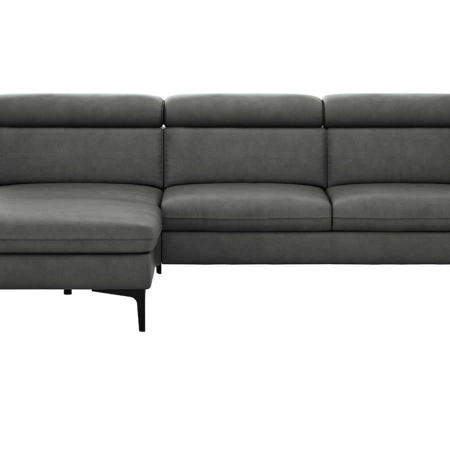 Longchair-Ecksofa Felipa (links) in verschiedenen FArben mit verstellbarem Kopfteil von Global Family