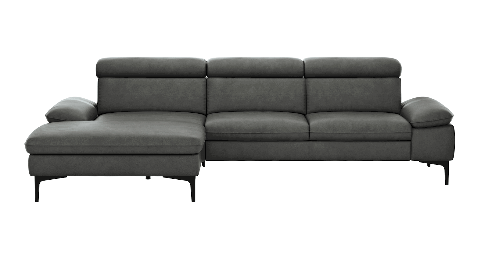 Longchair-Ecksofa Felipa (links) in verschiedenen FArben mit verstellbarem Kopfteil von Global Family