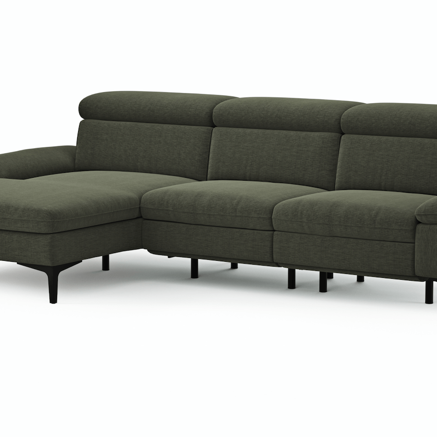 Longchair Ecksofa Felipa (links) mit motorischer Relaxfunktion