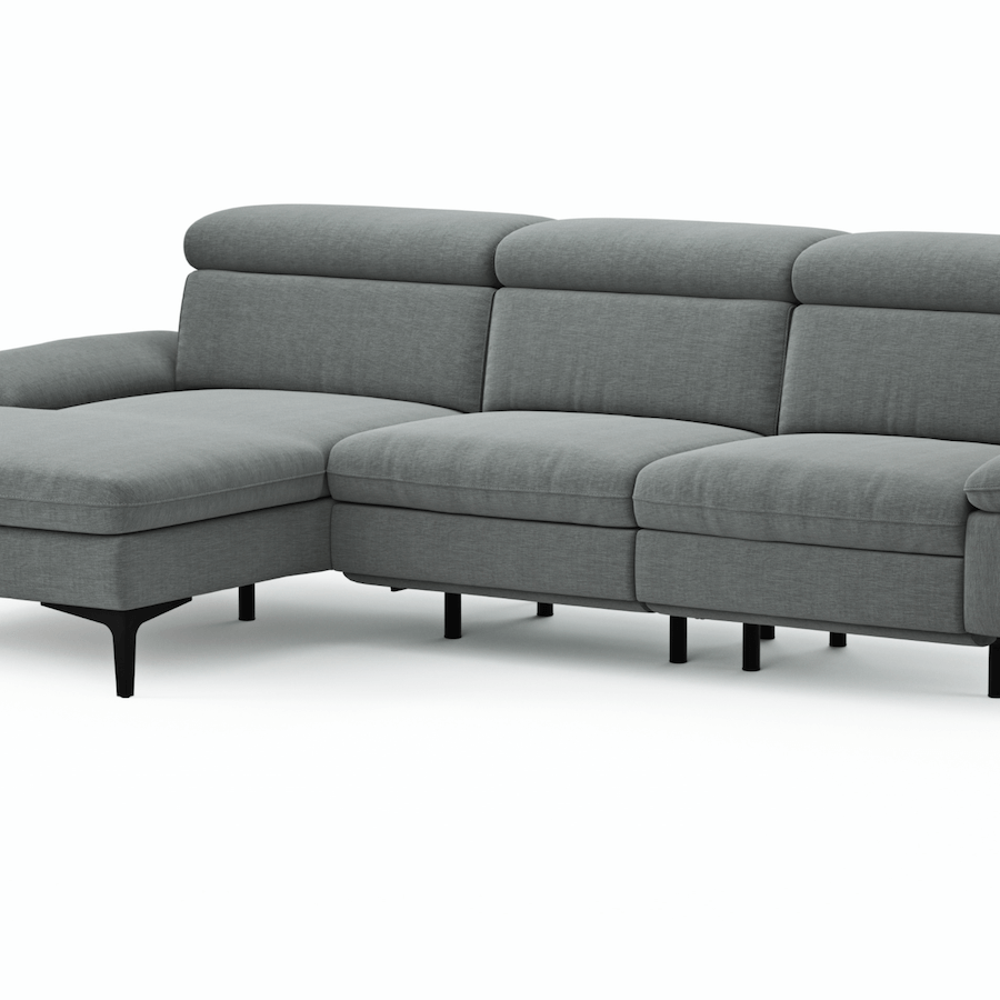 Longchair Ecksofa Felipa (links) mit motorischer Relaxfunktion