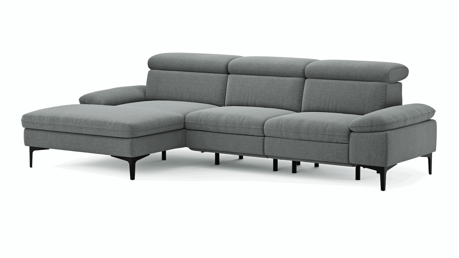 Longchair Ecksofa Felipa (links) mit motorischer Relaxfunktion