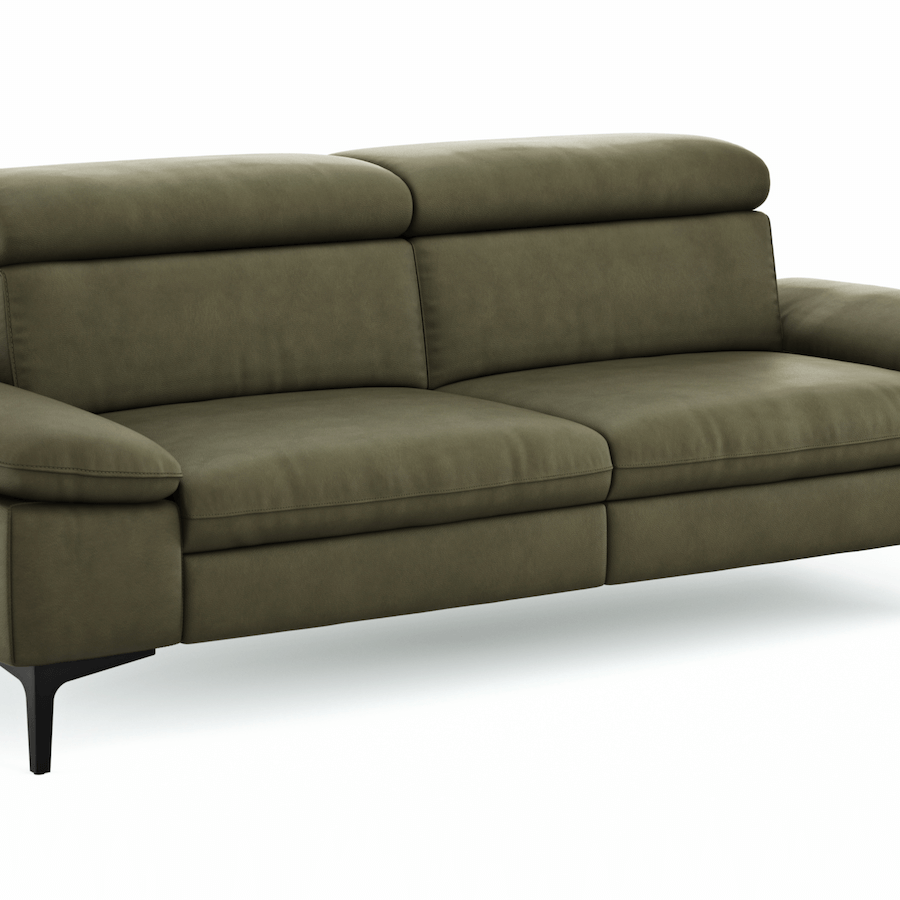 Ledersofa Felipa in verschiedenen Farben mit verstellbarem Kopfteil von Global Family
