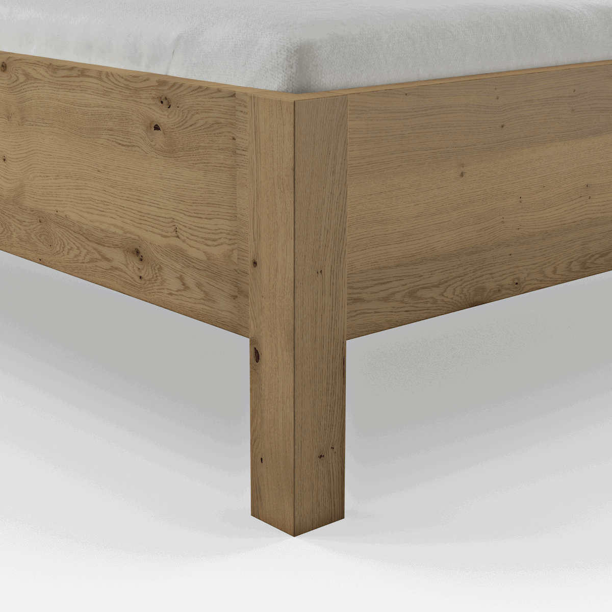 Bett Viana - Liegefläche ca. 180x200 cm, Balkeneiche furniert, Kunstleder Anthrazit von Global Family