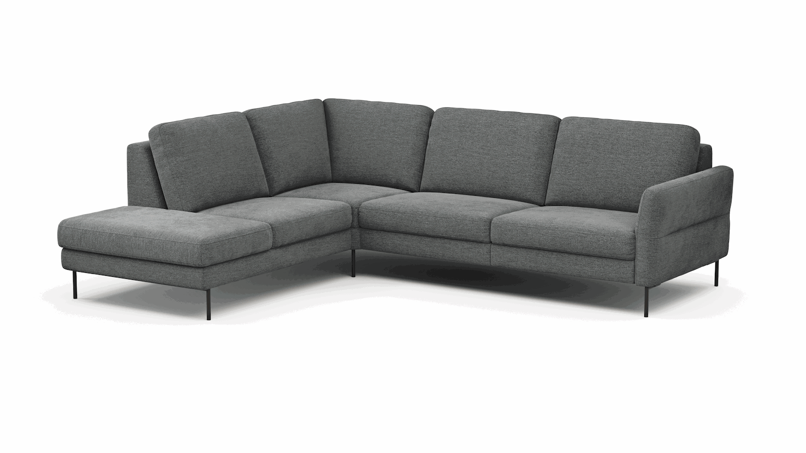 Ecksofa Enna - Ecke links, 3-Sitzer, Sitzvorzug (motorisch), Stoff, Anthrazit von Contur