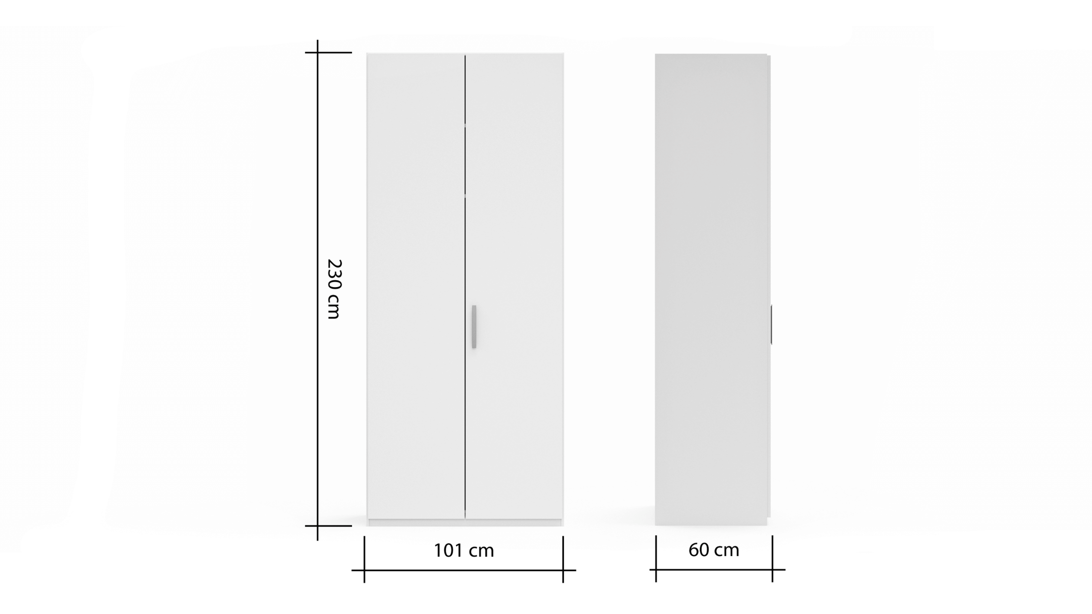 Drehtürenschrank Viana - B. ca. 101 cm, Lack, Weiß