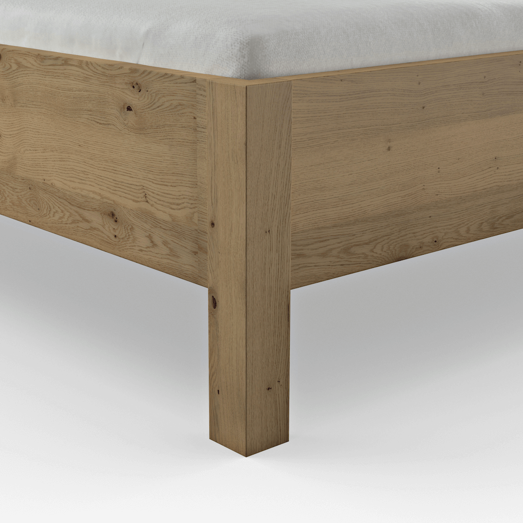 Bett Viana - Liegefläche ca. 200x200 cm, Balkeneiche furniert, Kunstleder Anthrazit