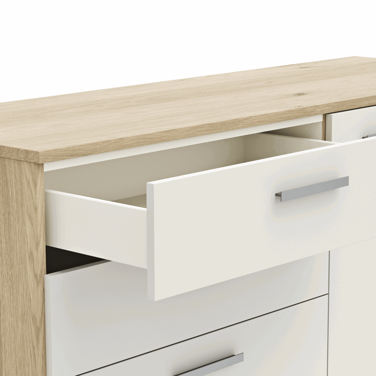 Kommode Viana - Balkeneiche furniert, Weiß von Global Family