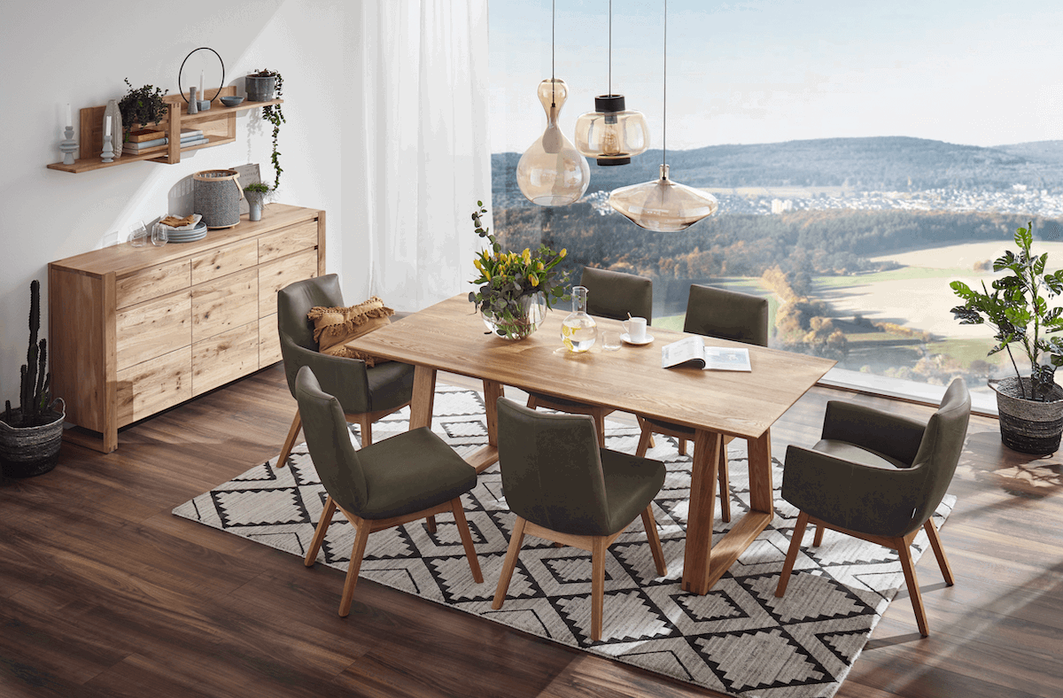 Esstisch Belfast - vereschiedene Gr&ouml;&szlig;en, Eiche massiv, Legno, Trapezgestell von natura Home