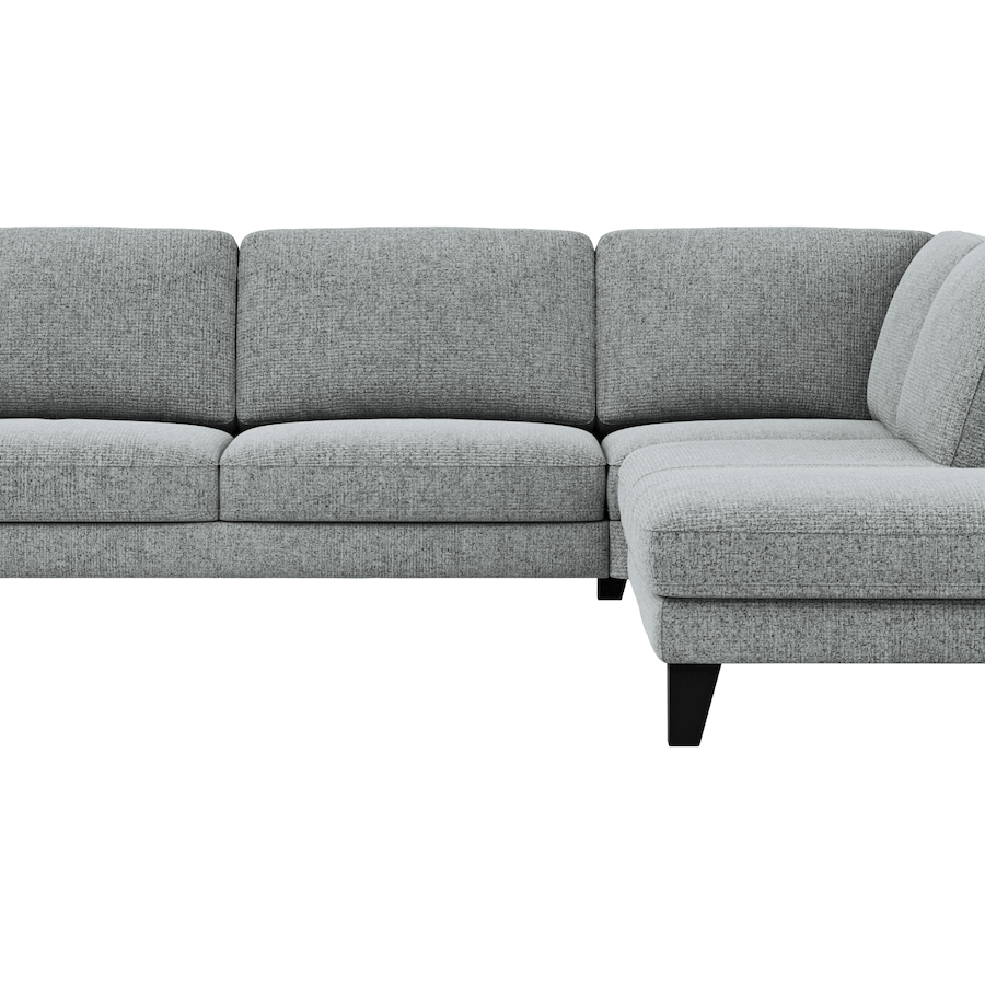 Ecksofa Oviedo - 2,5-Sitzer mit Ecke rechts inkl. Drehsitz, Stoff, Hellgrau von Global Family