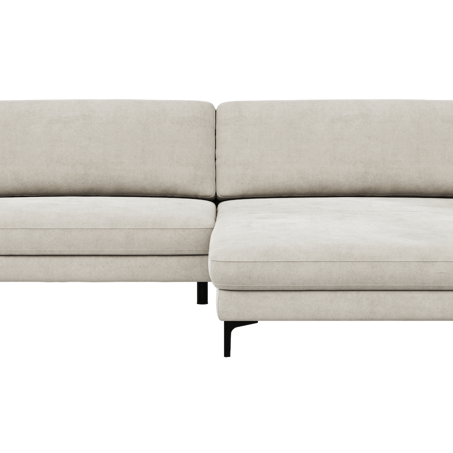 Ecksofa Oviedo - 1,5-Sitzer mit Longchair rechts inkl. Relaxfunktion (motorisch), Stoff, Natur von Gobal Family