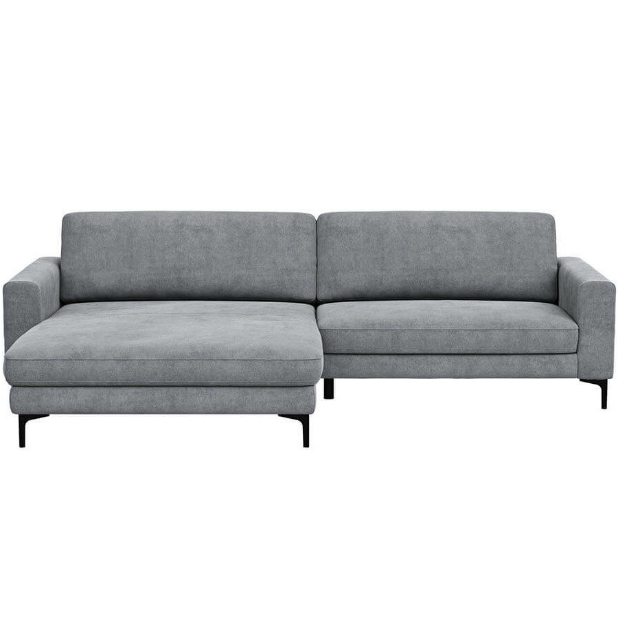 Ecksofa Oviedo - Longchair links mit 1,5-Sitzer, Stoff, Grau