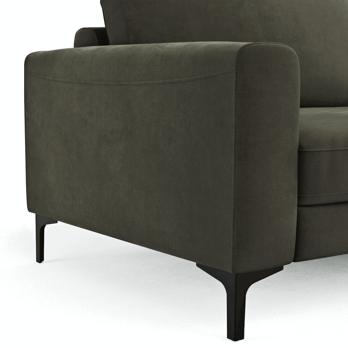Ecksofa Oviedo - 1,5-Sitzer mit Longchair rechts, Stoff, Braungrün