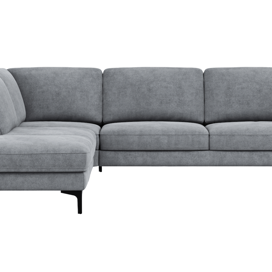 Ecksofa Oviedo - 2,5-Sitzer mit Ecke rechts, Stoff, Grau