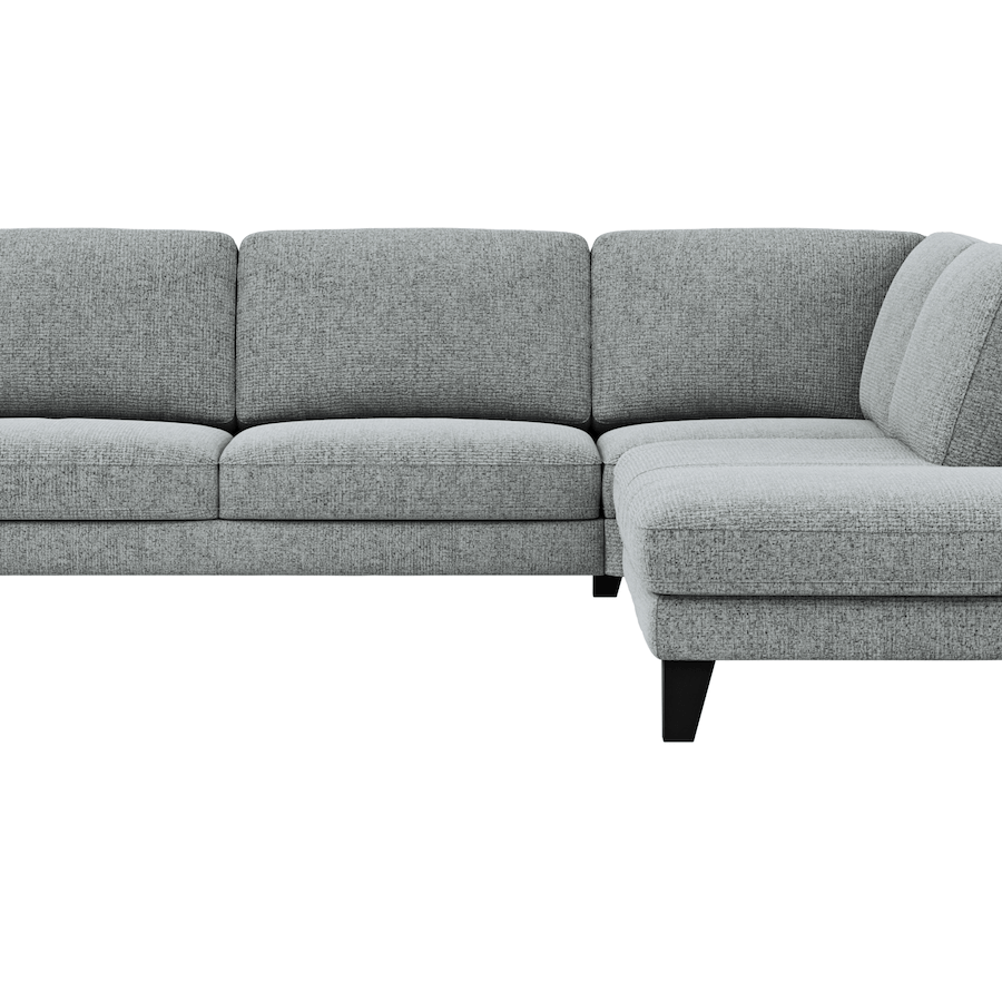 Ecksofa Oviedo - 2,5-Sitzer mit Ecke rechts, Stoff, Hellgrau