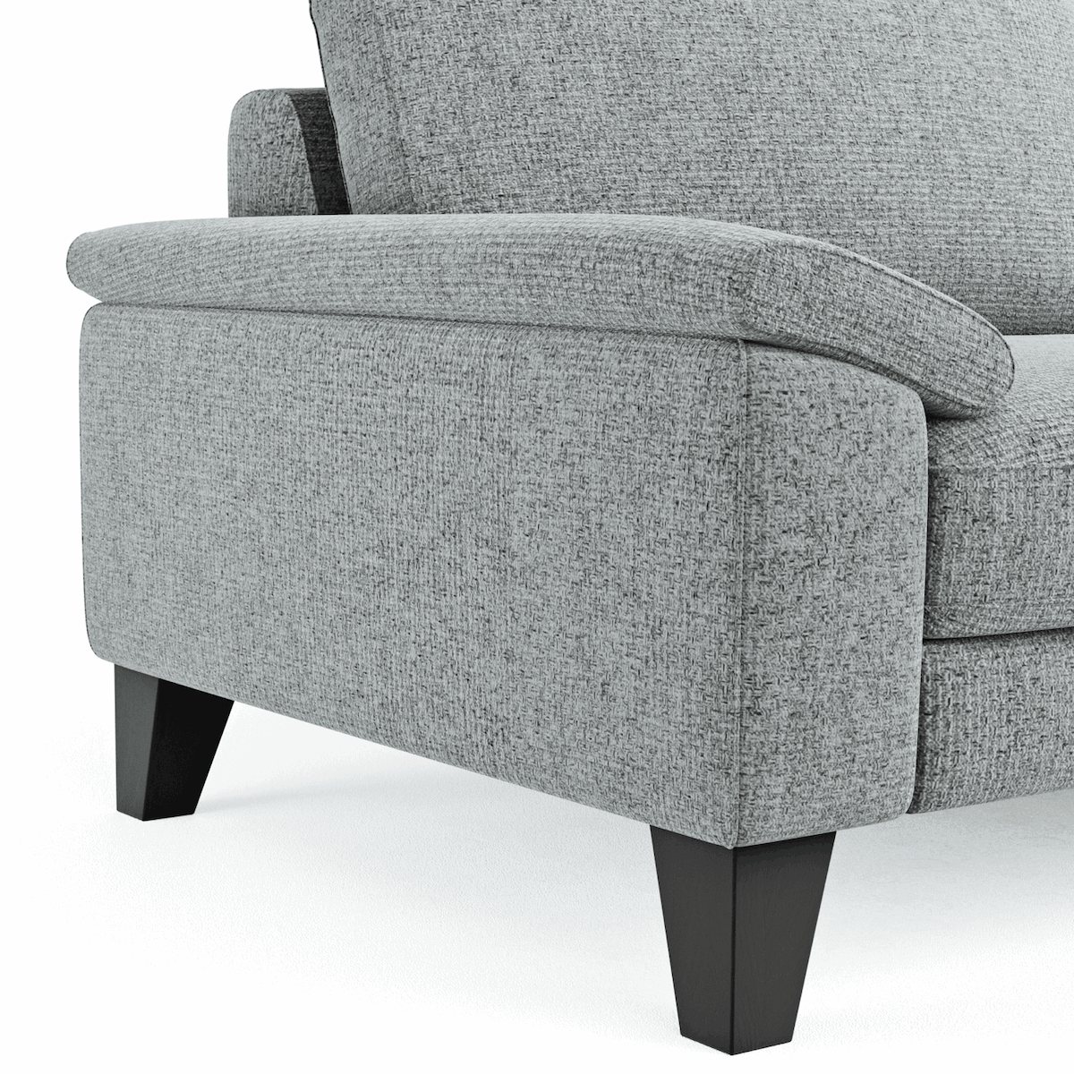 Ecksofa Oviedo - 2,5-Sitzer mit Ecke rechts, Stoff, Hellgrau