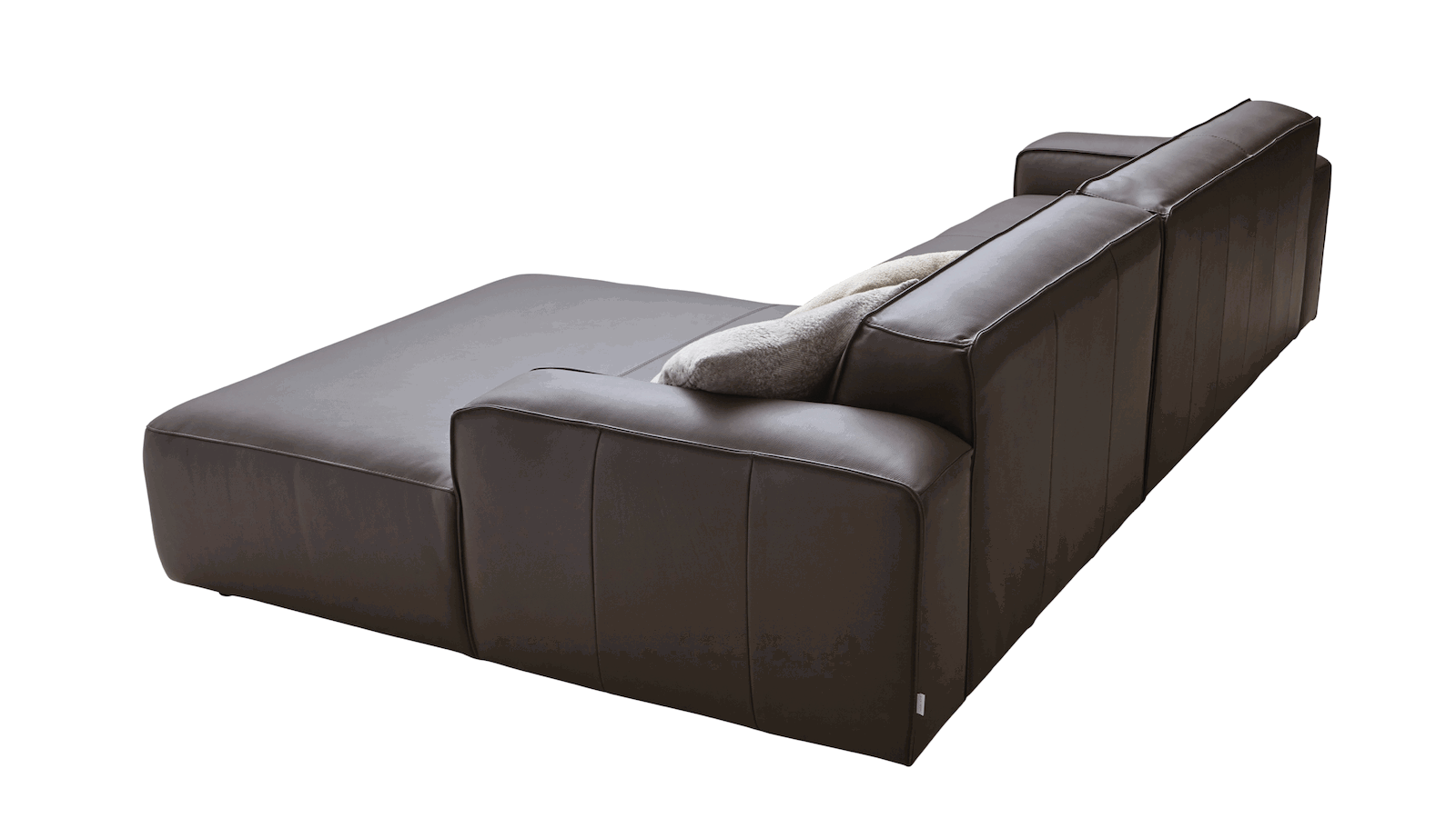 Ecksofa Denver - 2,5-Sitzer mit Longchair rechts, groß, inkl. Sitzvorzug (motorisch), Leder, Mocca von Natura Home