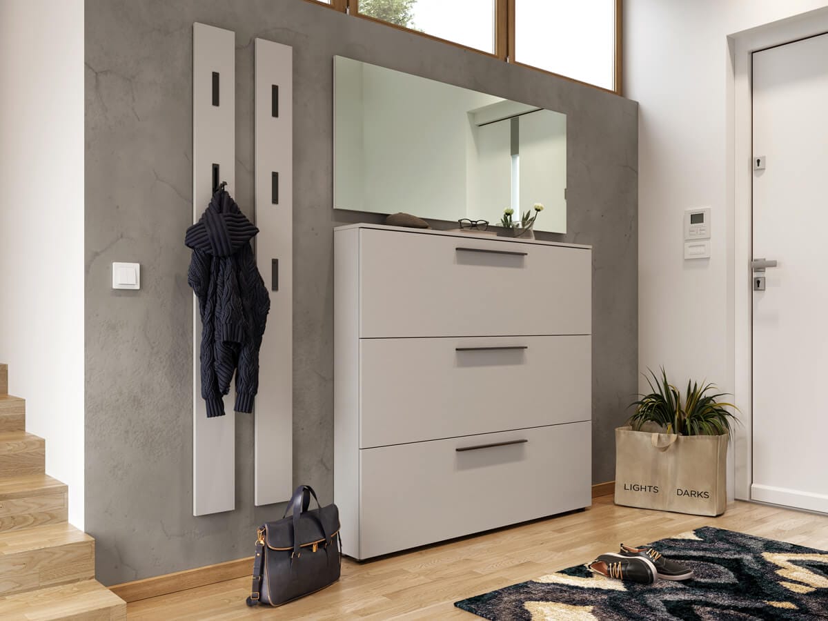 Garderobe hellgrau, einladende Garderobe