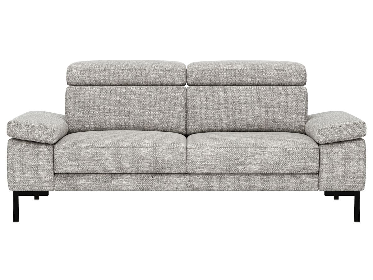 Sofa Hudson - 2,5-Sitzer inkl. Kopfteil verstellbar, Stoff, Hellgrau von Natura Home