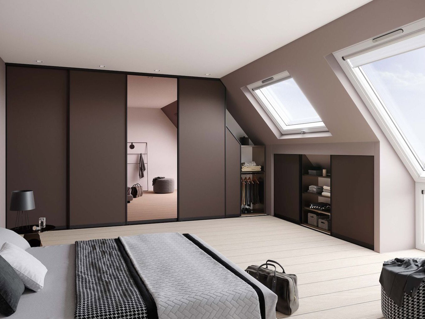 Raumplus Begehbarer Kleiderschran Ankleide unter Dach Dachschräge Dachfenster Einbauschrank hell Ideen Tipps Home Company