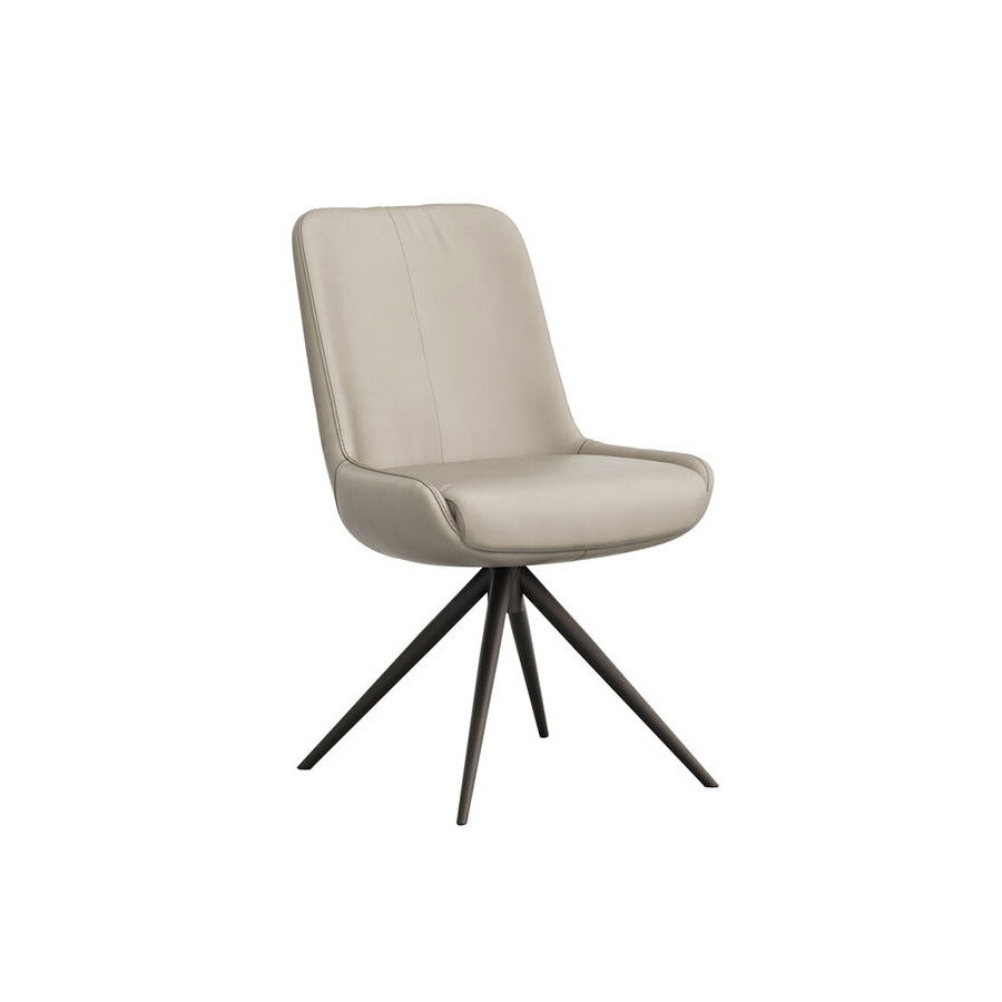Stuhl Mis - Leder, Graubraun, Gestell, Schwarz