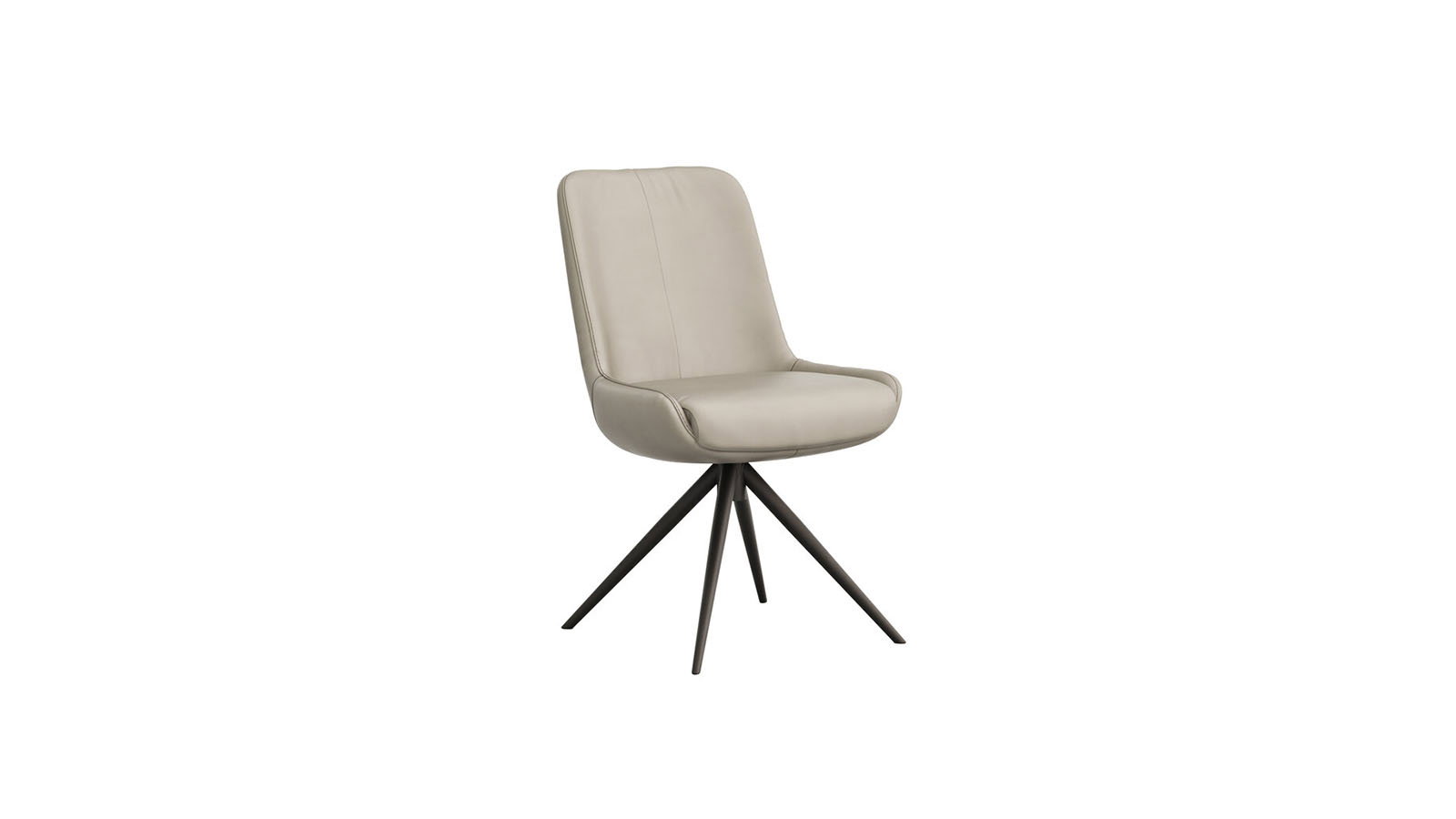 Stuhl Mis - Leder, Graubraun, Gestell, Schwarz