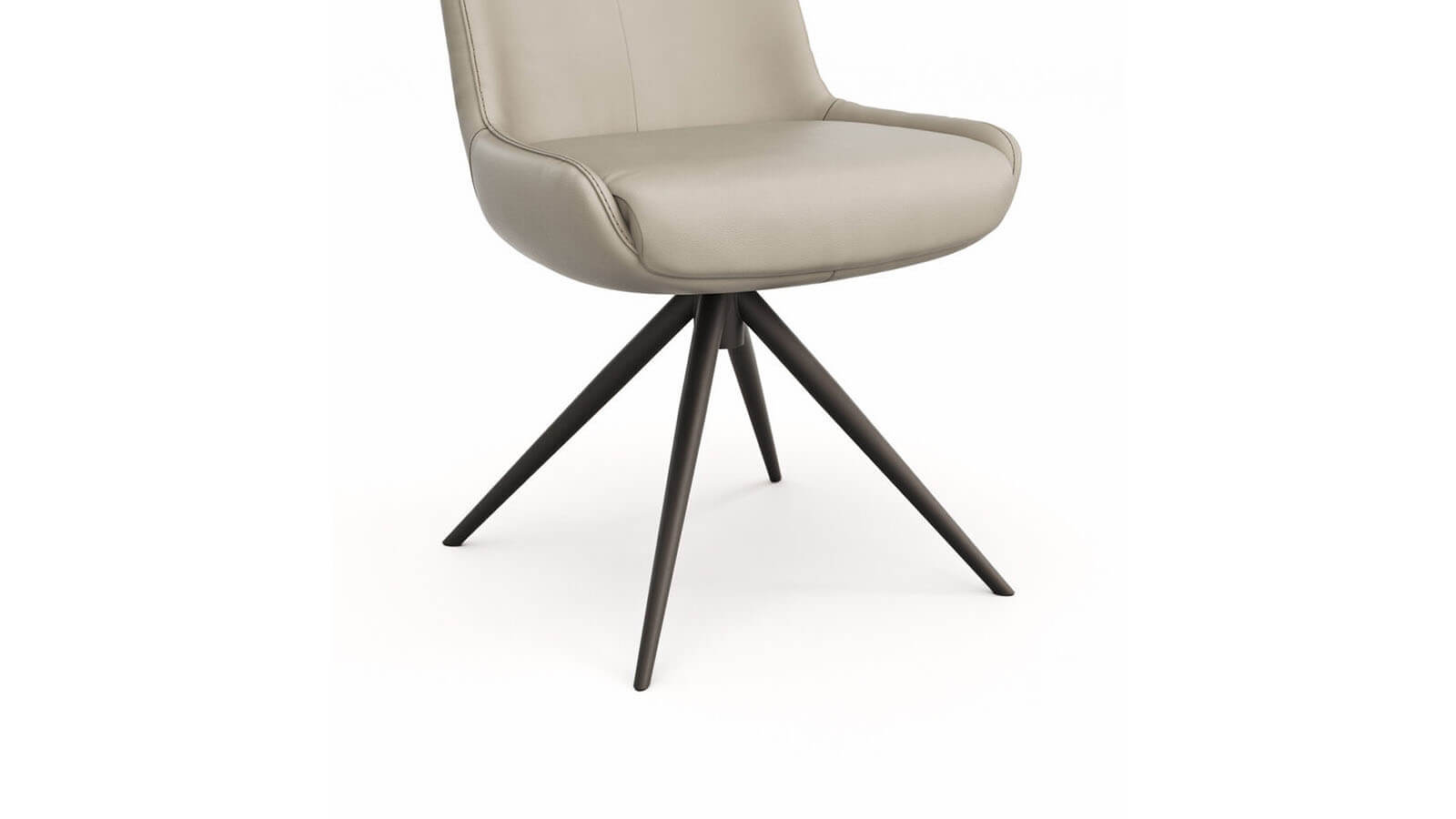 Stuhl Mis - Leder, Graubraun, Gestell, Schwarz
