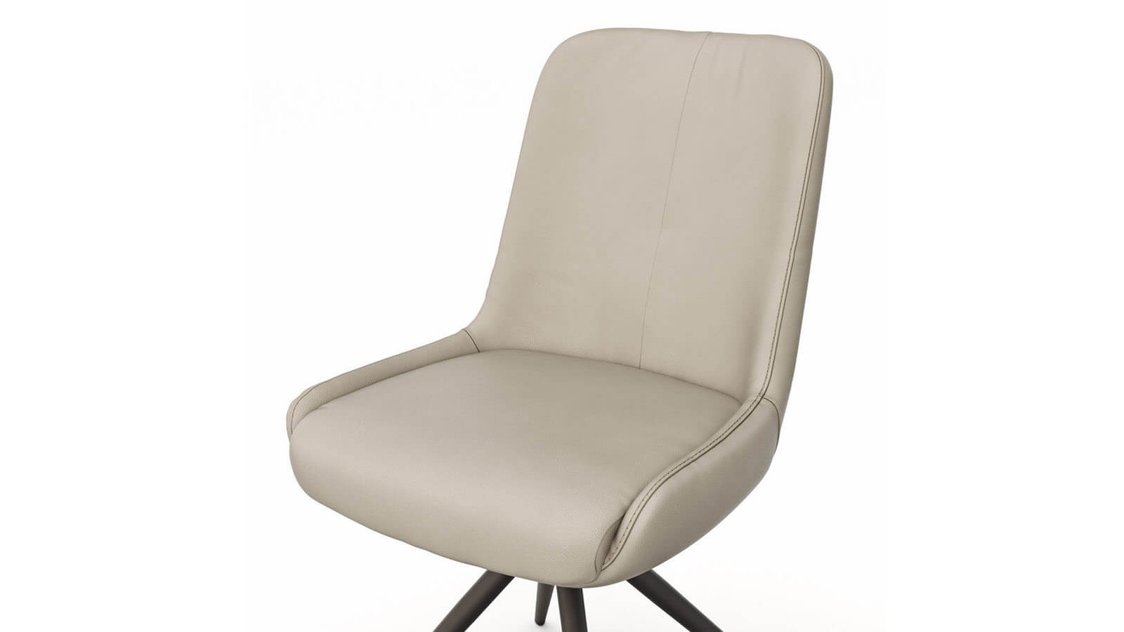 Stuhl Mis - Leder, Graubraun, Gestell, Schwarz