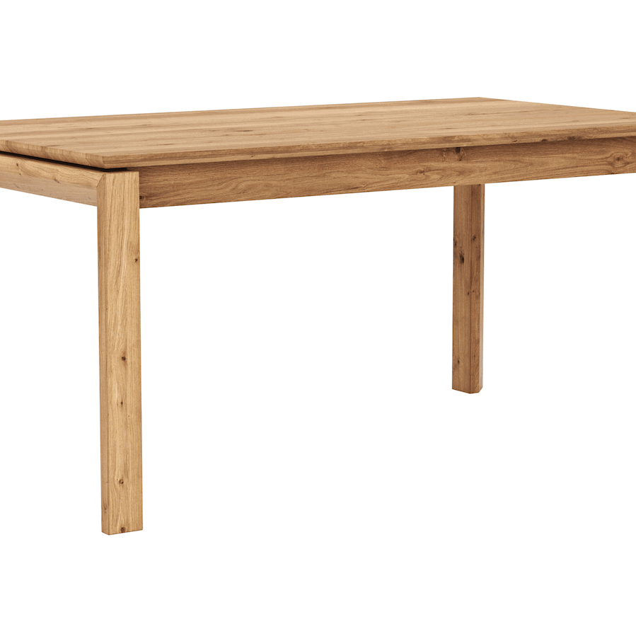 Esstisch Farmingdale - ausziehbar, Platte mit schräger Kante, LB ca. 160x90 cm, Eiche massiv, natur geölt von Natura Home