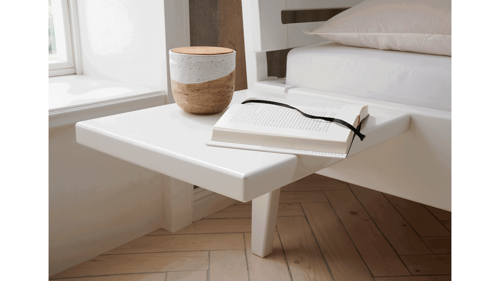 Nachttisch 1660 - Kiefer massiv, Weiß von Natura Home