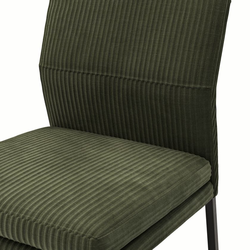 Stuhl Carry - Stoff, Dunkelgrün mit Metallgestell in schwarz von natura home
